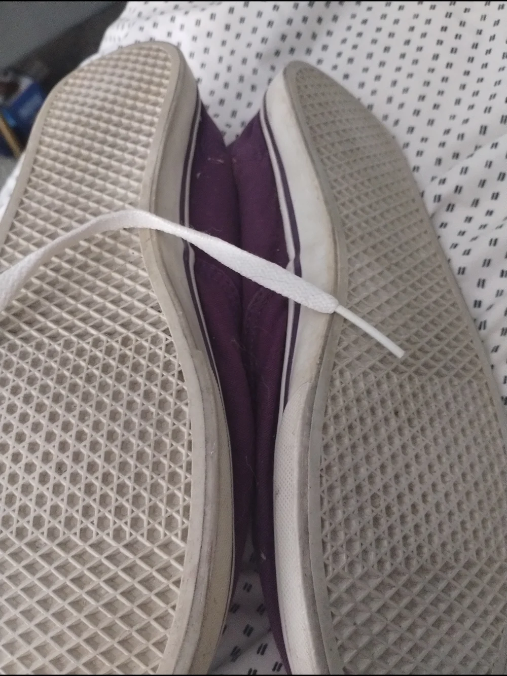 Vans Purple Canvas Low-Top Sneakers with White Laces Size 6.5 Men's